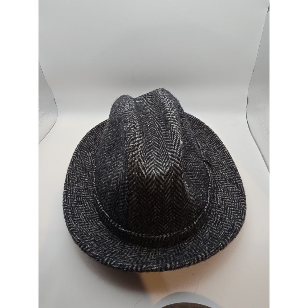 Dorfman Pacific Vintage‎ Gray Herringbone Fedora Wool Blend Men's Large